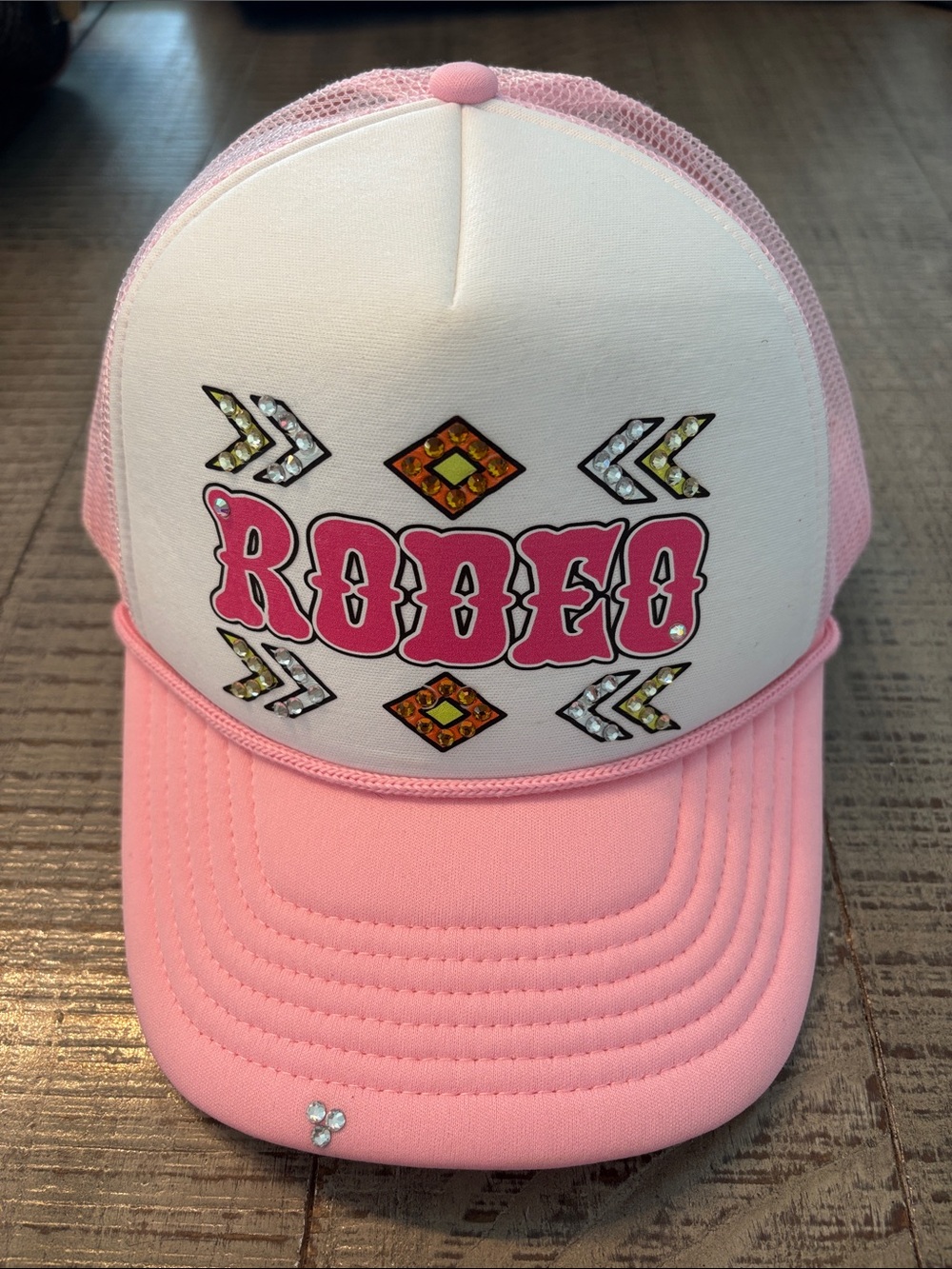 NWT Custom Pink "Rodeo" Trucker Hat with Rhinestone Accents